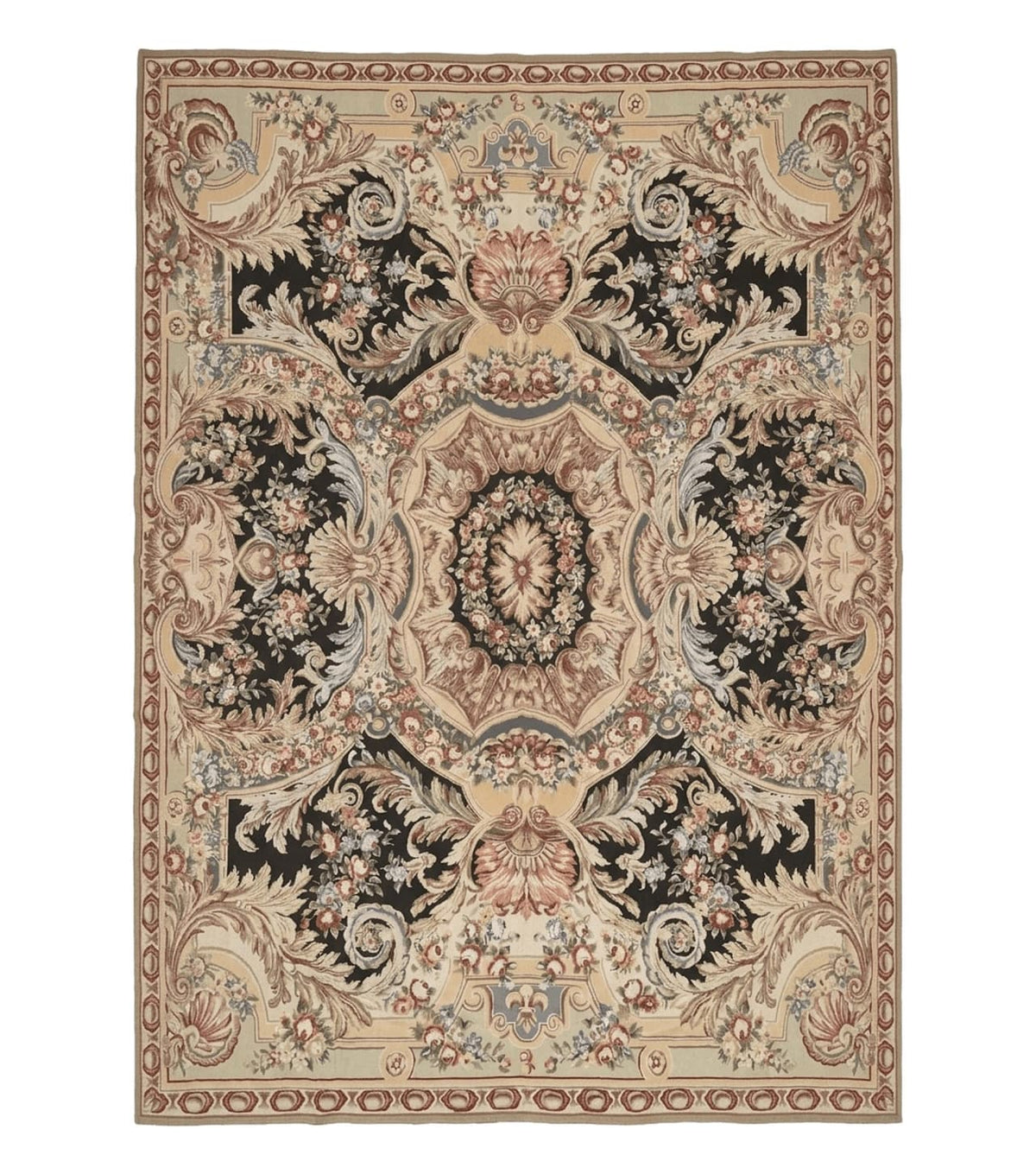 Wonderful Needlepoint Rug 10x14, Large Aubusson Carpet, Floral, Elegant, European Design