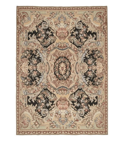 Wonderful Needlepoint Rug 10x14, Large Aubusson Carpet, Floral, Elegant, European Design