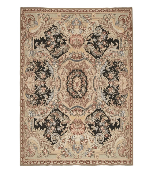 Wonderful Needlepoint Rug 10x14, Large Aubusson Carpet, Floral, Elegant, European Design