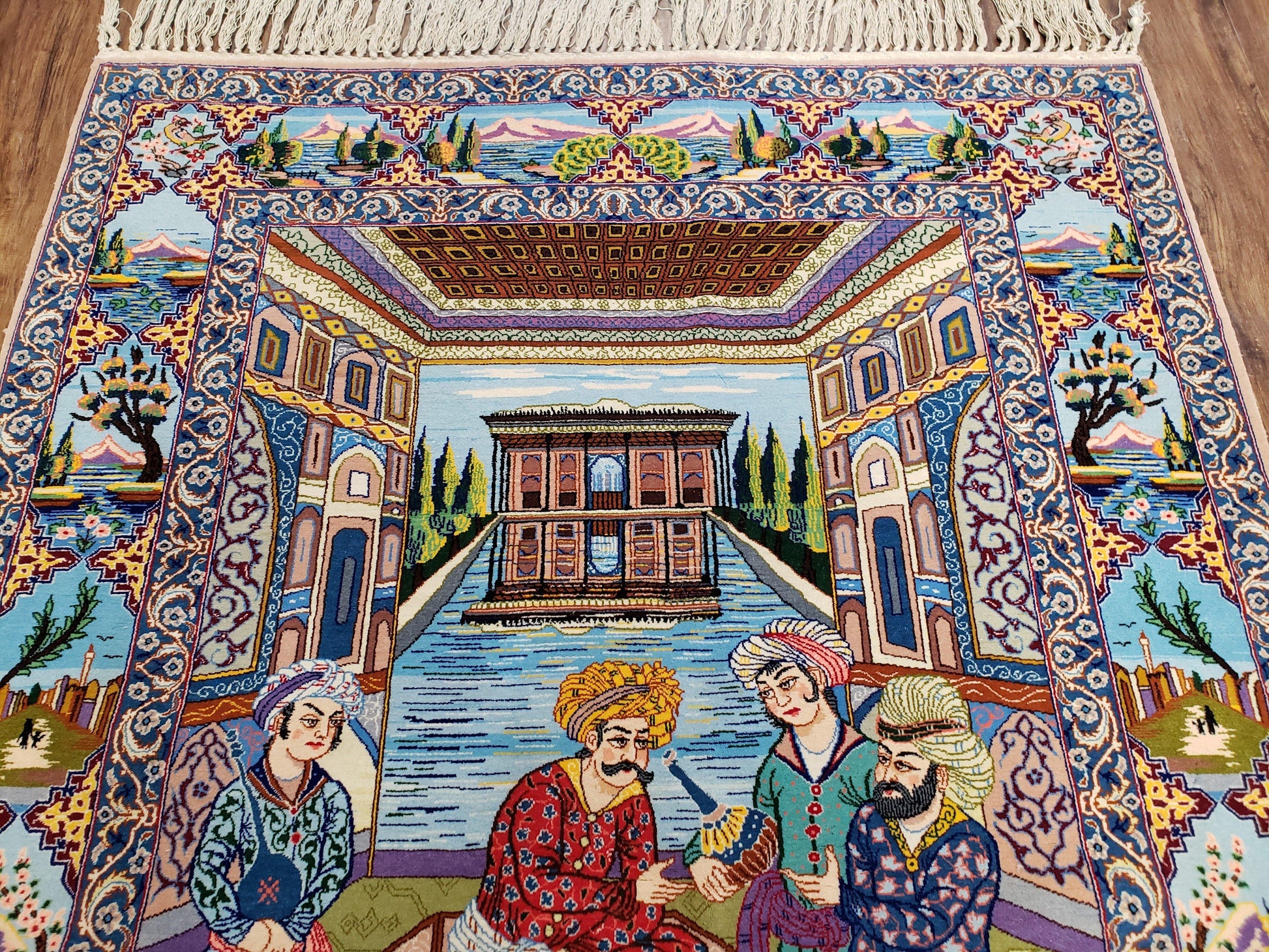 Persian Isfahan Pictorial Rug 3x5 – Kork Wool on Silk - Nuvé