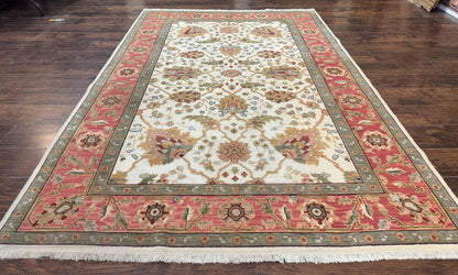Flatweave Soumak Rug 6x9, Nourison Rug, Wool Handmade, Floral, Ivory - Nuvé