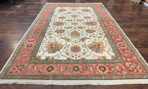 Flatweave Soumak Rug 6x9, Nourison Rug, Wool Handmade, Floral, Ivory - Nuvé