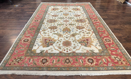 Flatweave Soumak Rug 6x9, Nourison Rug, Wool Handmade, Floral, Ivory - Nuvé