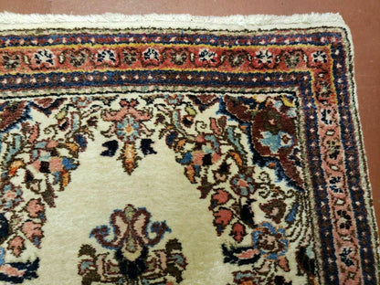 2' 7" X 4' Vintage Handmade Indian Medallion Wool Floral Beige Rug - Nuvé