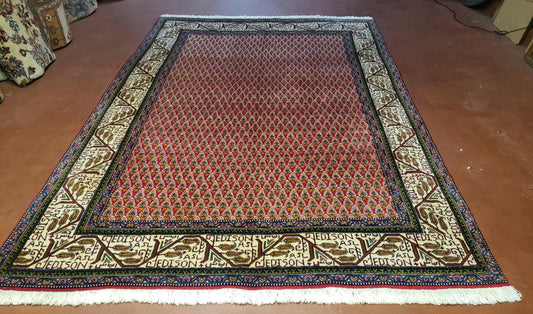 6x9 Finely Woven Turkish Tribal Rug, Boteh/Paisley Pattern, Red & Beige Area Rug, Vintage Wool Carpet, Entryway Rug, Hand-Knotted Foyer Rug - Nuvé