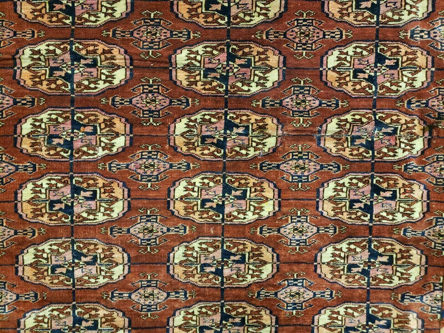 4' X 4' Antique Handmade Turkoman Bokhara Balouch Woven Wool Rug Brick Red Nice - Nuvé