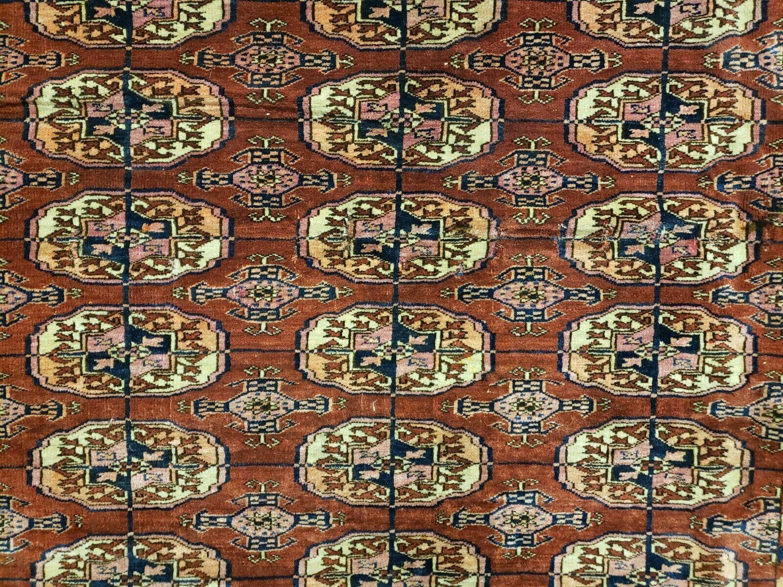 4' X 4' Antique Handmade Turkoman Bokhara Balouch Woven Wool Rug Brick Red Nice - Nuvé