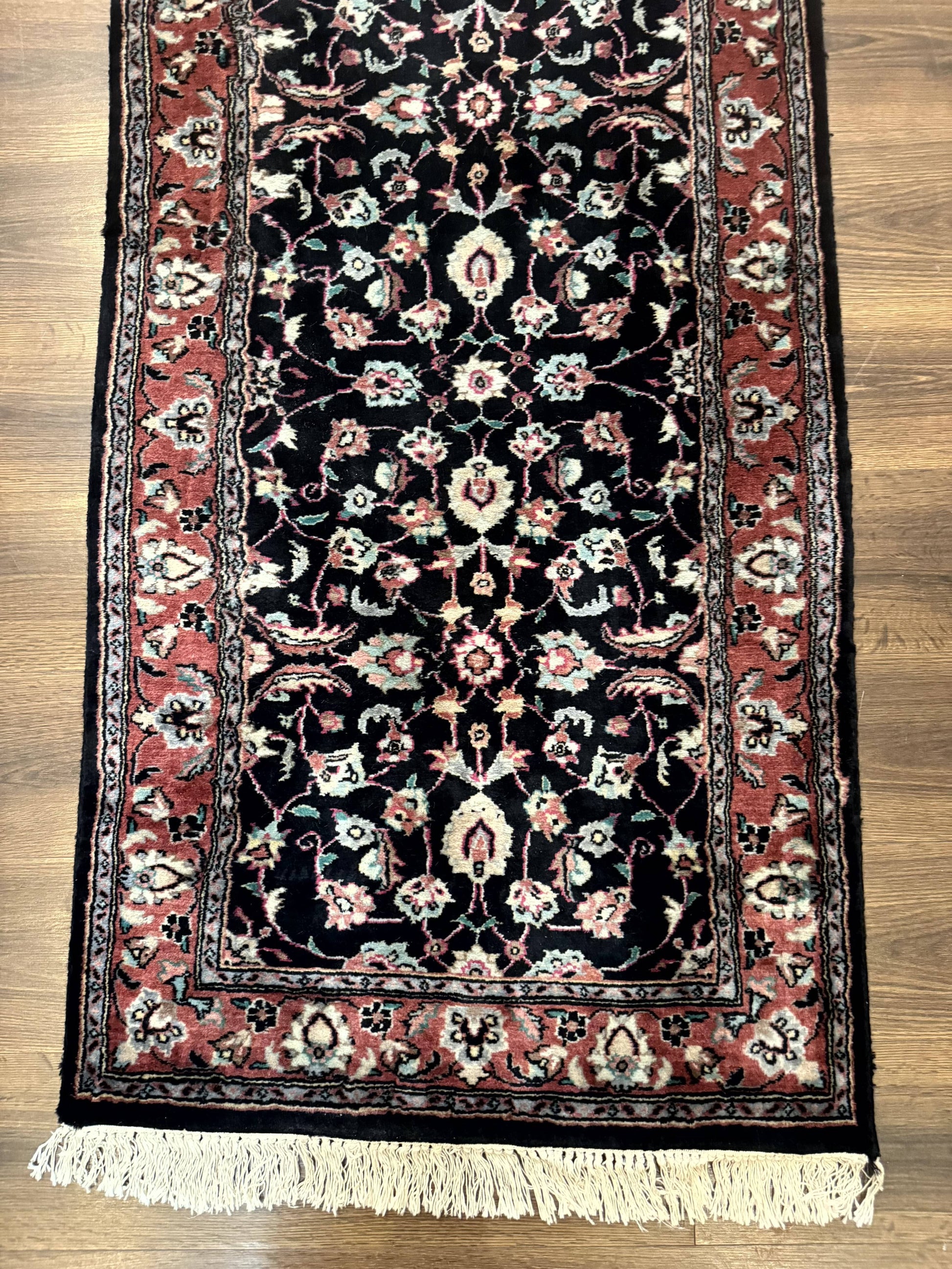 Pak Persian Runner Rug 2.8 x 10, Dark Blue, Floral Allover, Wool - Nuvé