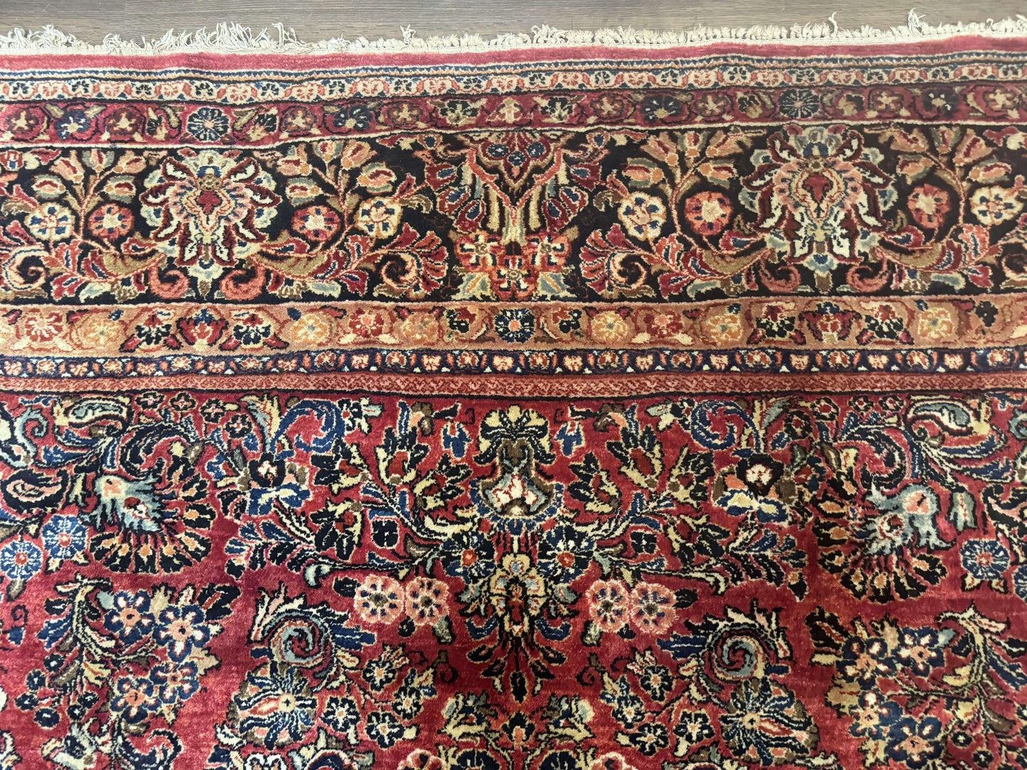 Persian Sarouk Rug 10x18, Palace Size Antique Persian Carpet, Wool, Red, Floral, Handmade Traditional Persian Rug, Extra Large Rug - Nuvé