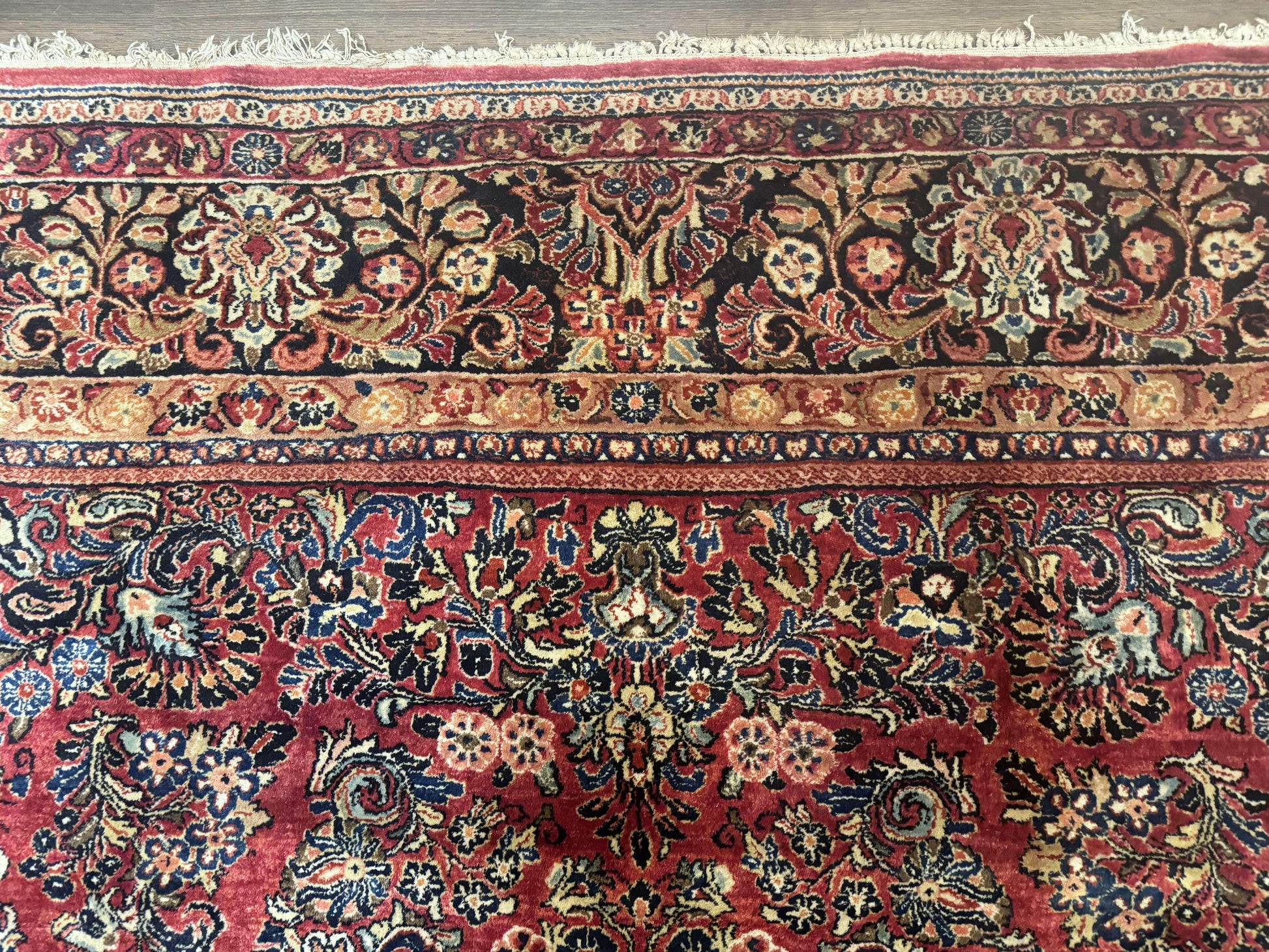 Persian Sarouk Rug 10x18, Palace Size Antique Persian Carpet, Wool, Red, Floral, Handmade Traditional Persian Rug, Extra Large Rug - Nuvé