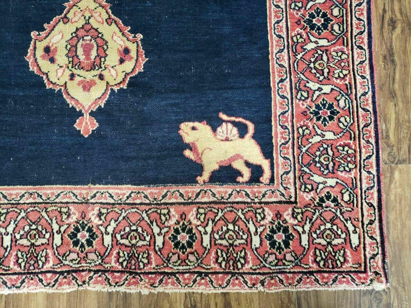 4' X 6' Antique Handmade Turkish Ghiordes Wool Rug Veg Dyes Organic Lion Nice - Nuvé