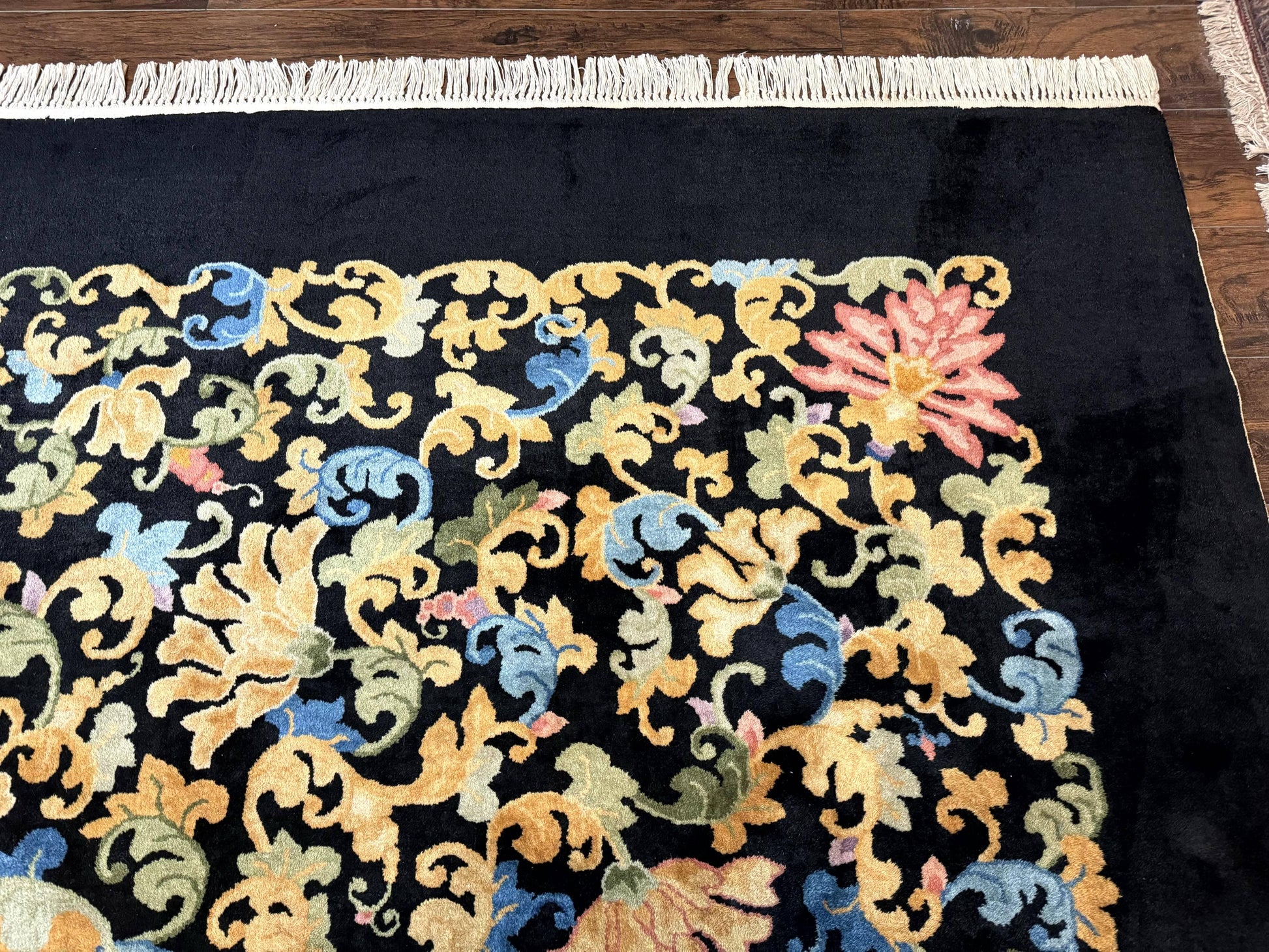 Antique Chinese Peking Rug 12.6 x 14.9, Palace Size Asian Oriental Carpet, Art Deco Rug, Rare - Nuvé