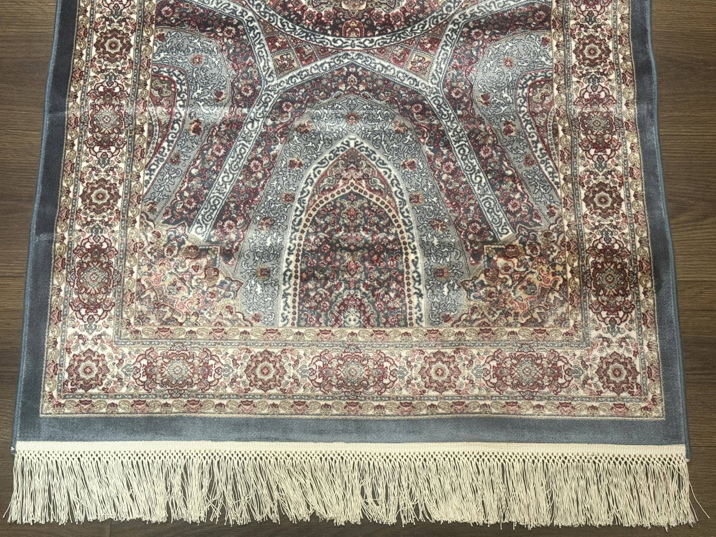 Turkish Silk Runner Rug 2.6 x 13, Blue Runner Rug, Dome Design, Bamboo Silk, New - Nuvé