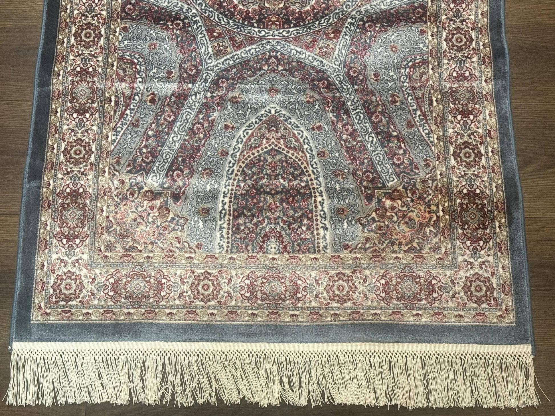 Turkish Silk Runner Rug 2.6 x 13, Blue Runner Rug, Dome Design, Bamboo Silk, New - Nuvé