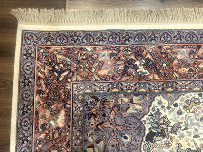 8.8 x 12 Karastan Ivory Hunting Rug #751, Vintage Wool Discontinued Original 700 Series, Rare - Nuvé