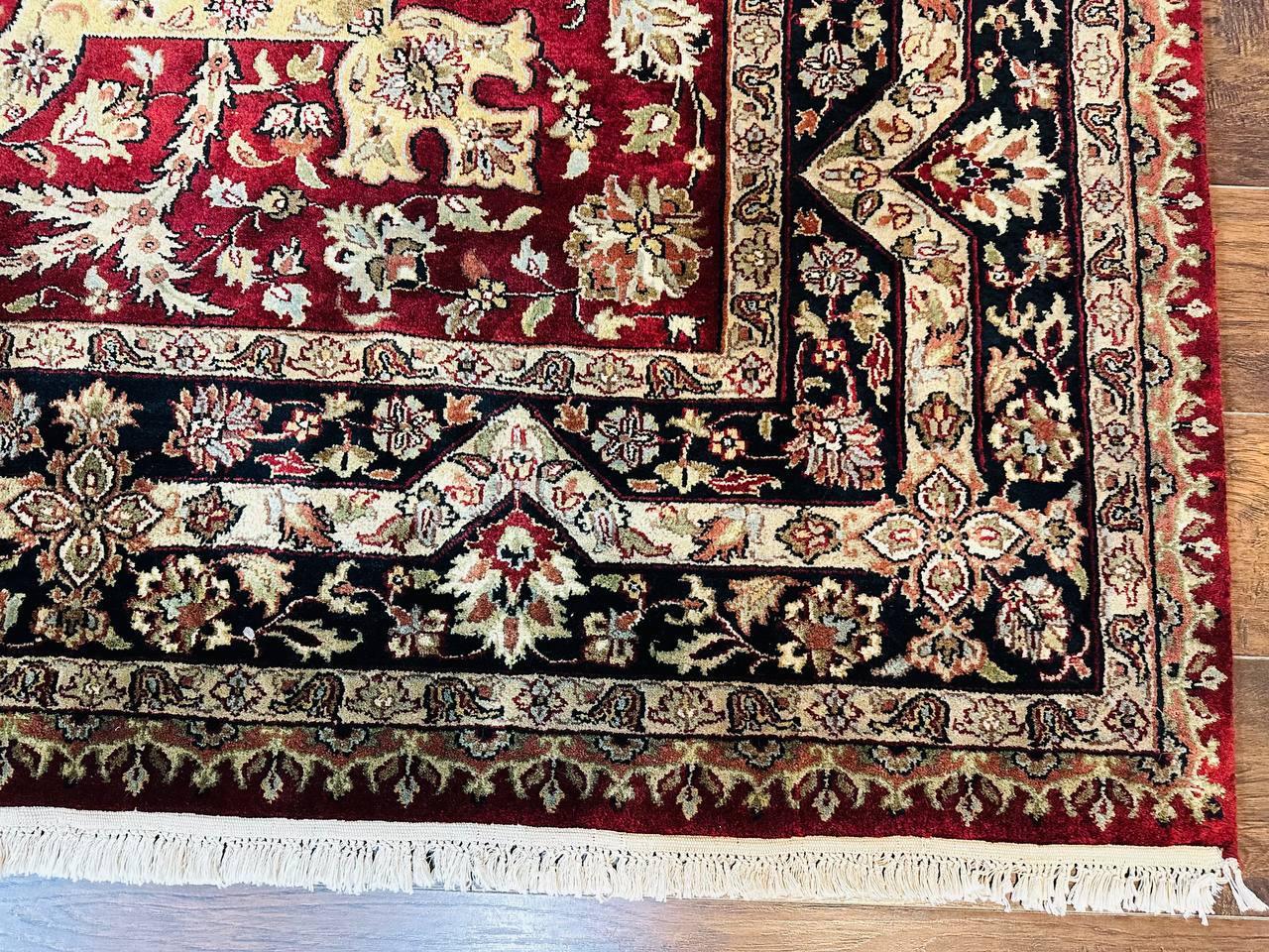 Indo Persian Rug 8x10, Red Vintage Wool Traditional Carpet, Floral, Handmade - Nuvé