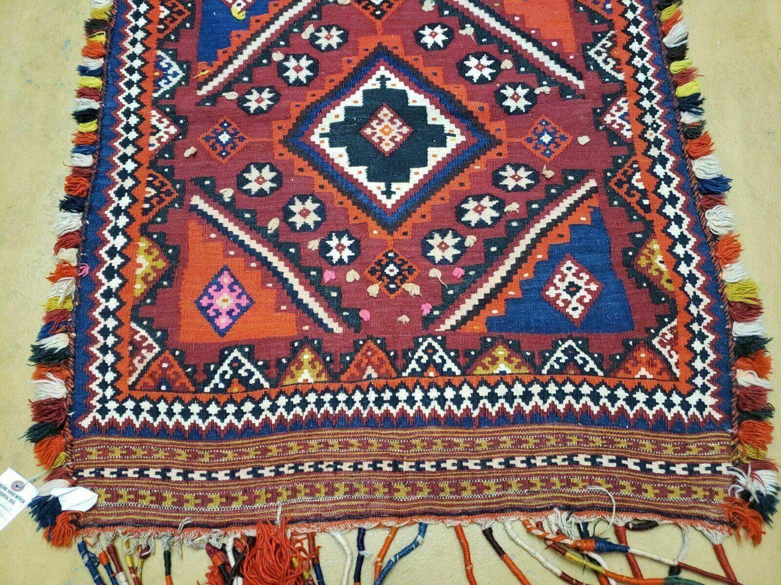 3' X 4' Antique Handmade Turkish Wool Kilim Rug Decorative Seat Cover - Nuvé