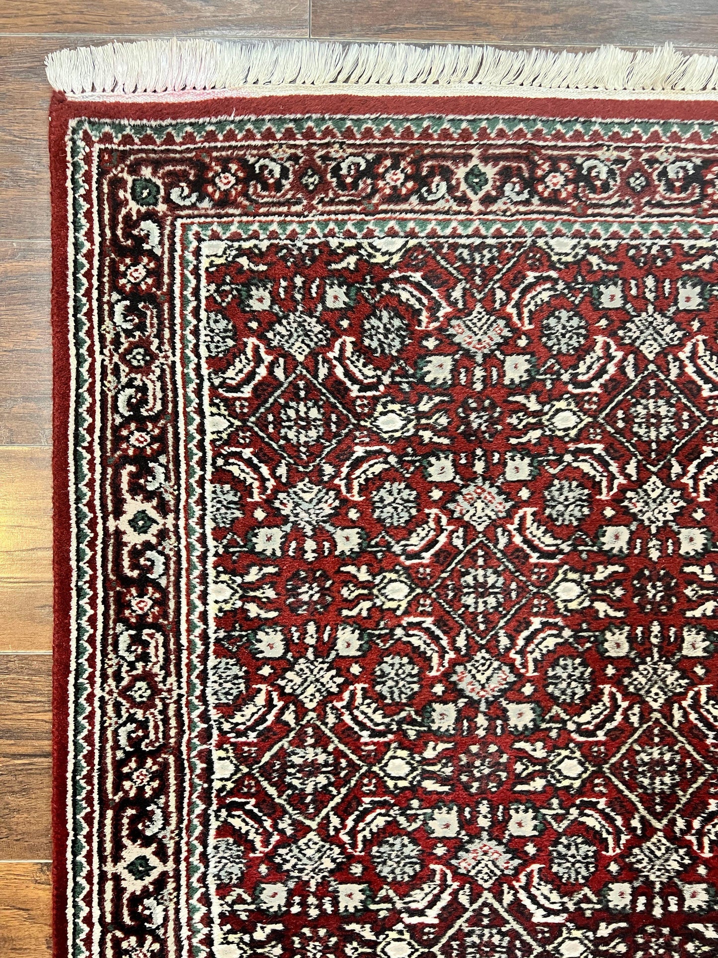 Indo Persian Runner Rug 2.7 x 8, Wool Hand Knotted Vintage Carpet, Red Black, Herati Allover Pattern, Oriental Runner, Rug for Hallway - Nuvé
