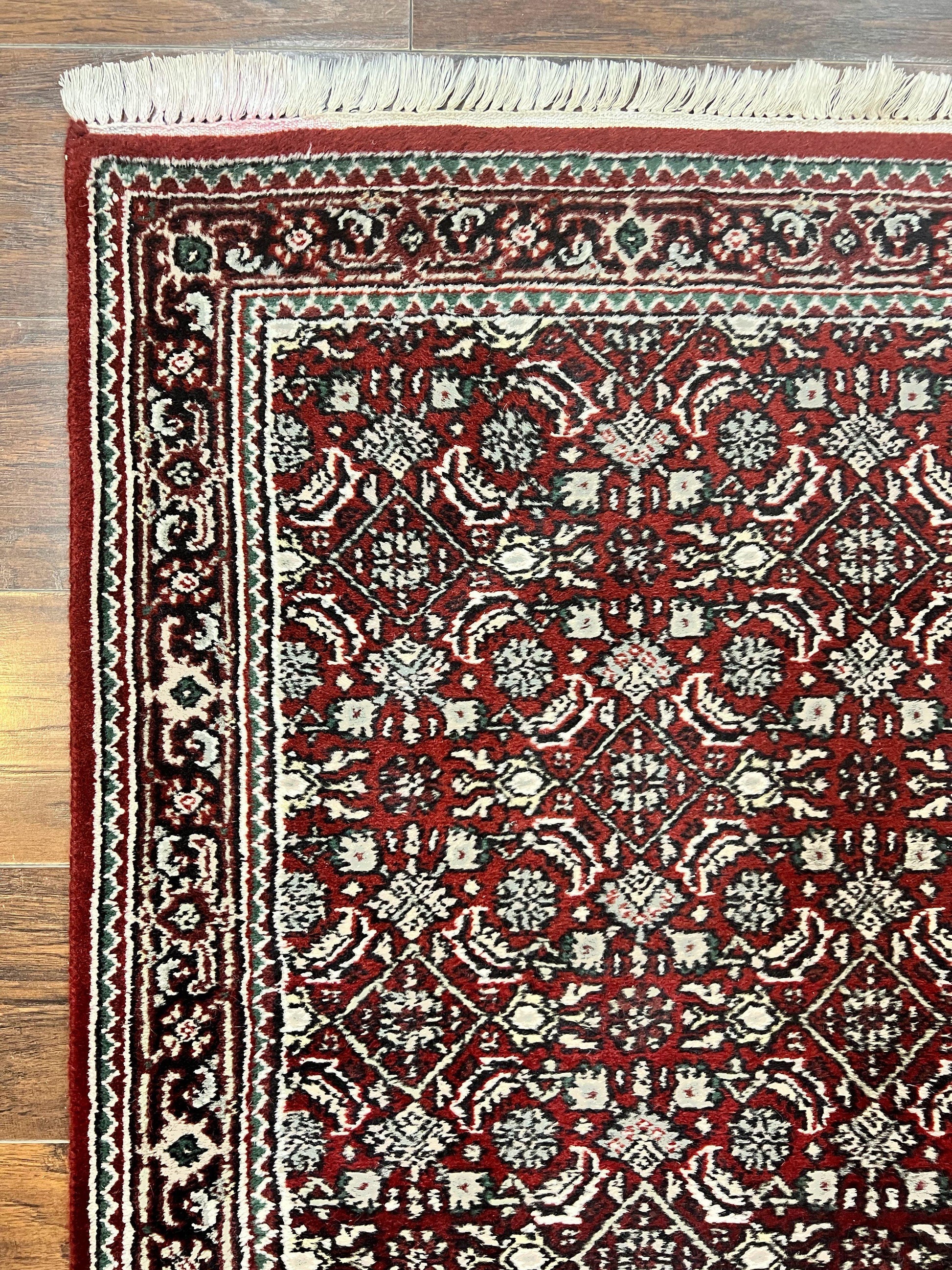 Indo Persian Runner Rug 2.7 x 8, Wool Hand Knotted Vintage Carpet, Red Black, Herati Allover Pattern, Oriental Runner, Rug for Hallway - Nuvé
