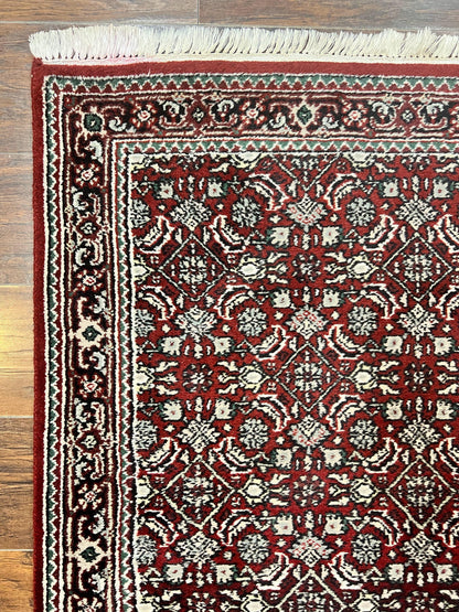 Indo Persian Runner Rug 2.7 x 8, Wool Hand Knotted Vintage Carpet, Red Black, Herati Allover Pattern, Oriental Runner, Rug for Hallway - Nuvé
