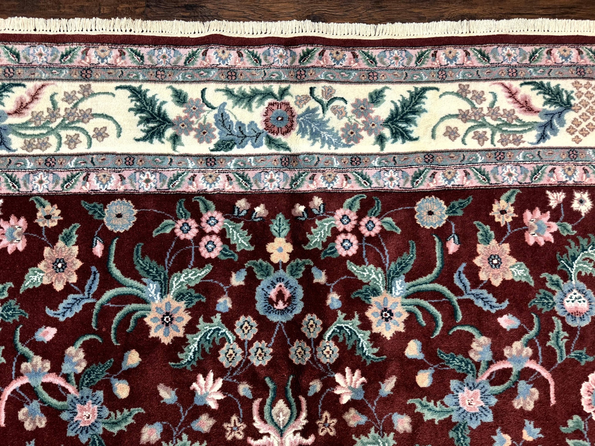 Indo Persian Rug 8x10, Red and Ivory, Floral Allover, Handmade Wool Area Rug - Nuvé