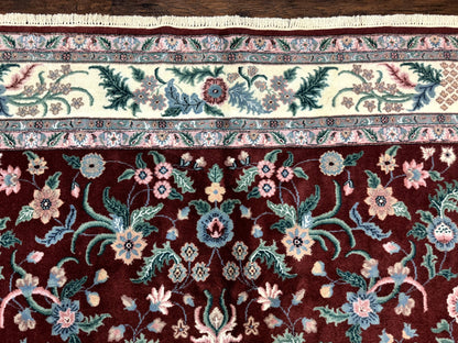Indo Persian Rug 8x10, Red and Ivory, Floral Allover, Handmade Wool Area Rug - Nuvé