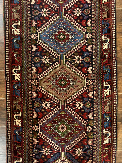 Persian Tribal Runner Rug 2.6 x 20 ft, Antique Persian Shiraz Carpet for Hallway, Colorful Navy Blue - Nuvé
