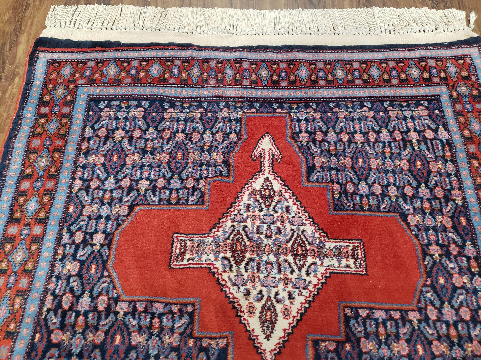 4x6 Western Kurdistan Kurdish Carpet Senneh Wool Area Rug Veg Dyes Red Blue Nice - Nuvé