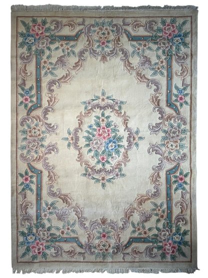Hand-Tufted Chinese Aubusson Wool Rug – 7'10" x 11' – Luxurious Traditional Design - Nuvé