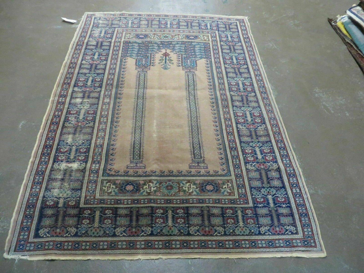 4' X 6' Antique Handmade Turkish Mehrab Prayer Wool Rug Lantern Beautiful - Nuvé