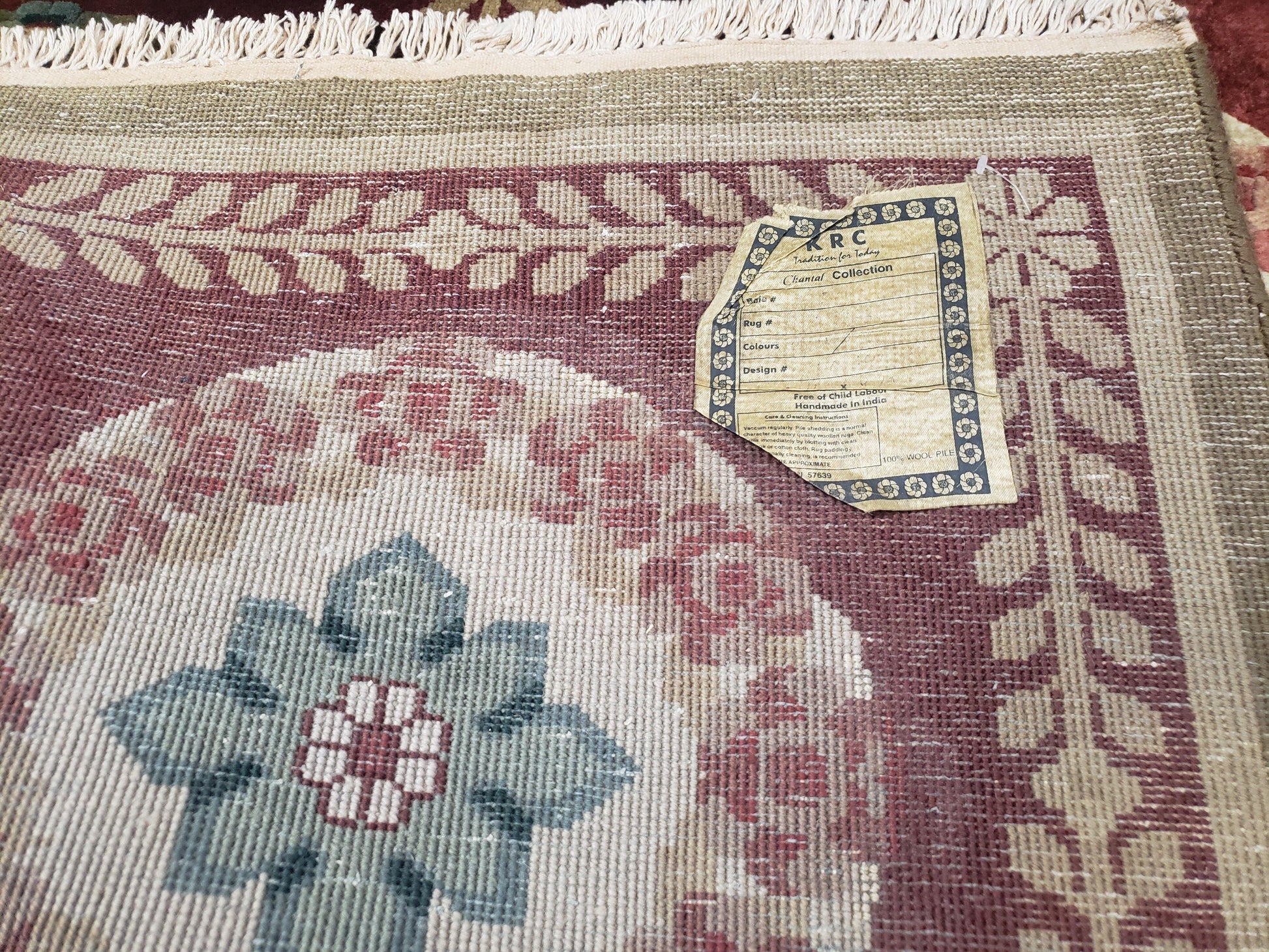 Nepalese Aubusson Panel Rug 6x9, Red & Ivory Soft Plush Tibetan Pile Rug, Wool Hand-Knotted Carpet, 6 x 9 Elegant Area Rug, Office Room Rug - Nuvé