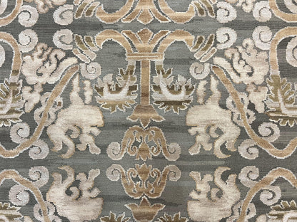 Spanish Rug 11x14, Wool Hand Knotted Vintage Carpet, Olive Green and Beige, Floral Allover, European Design, 11 x 14 Rug - Nuvé