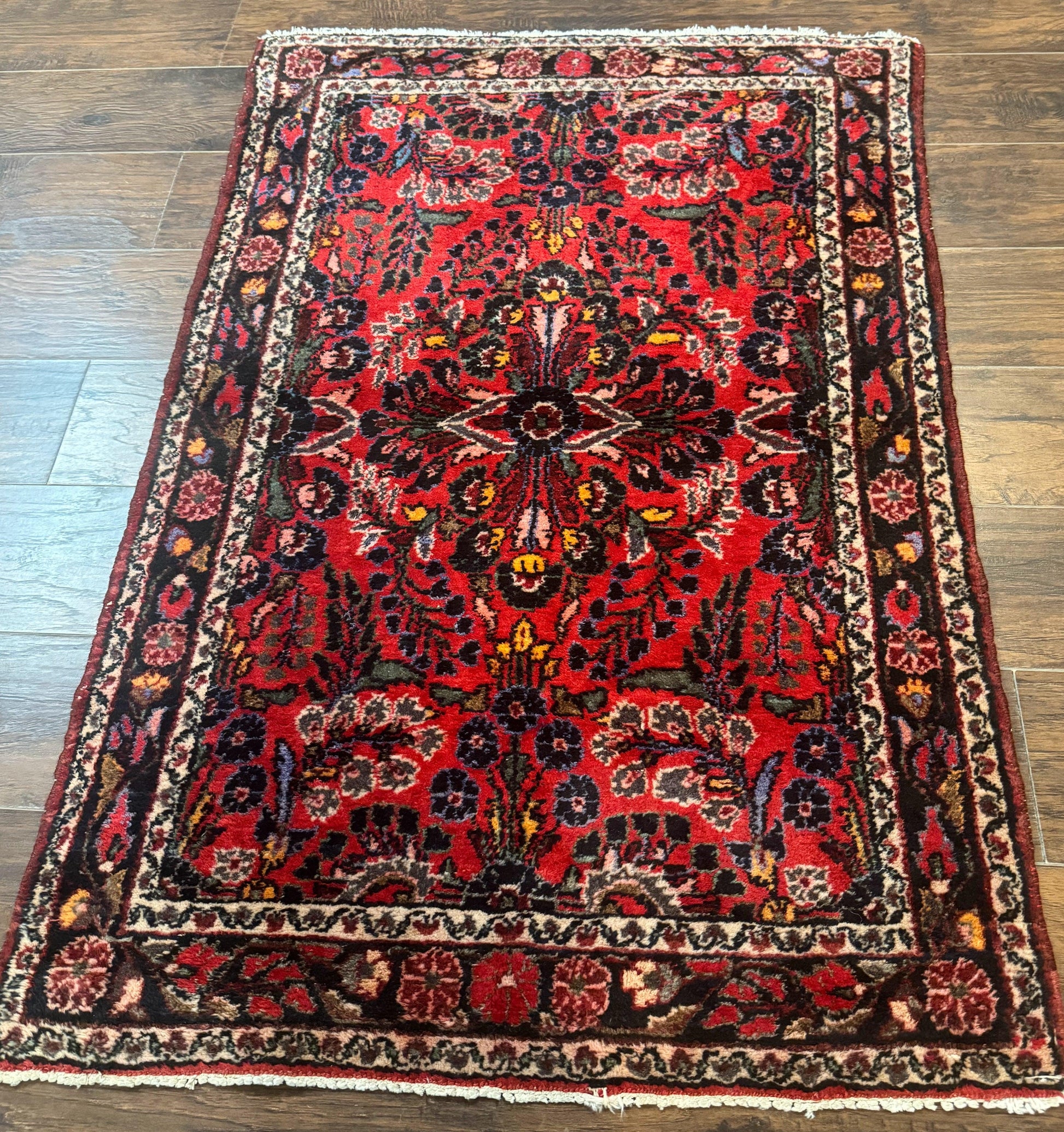 Persian Rug 3x5, Red Tribal Rug, Semi Antique, Wool Rug 3 x 5, Persian Hamadan Rug - Nuvé