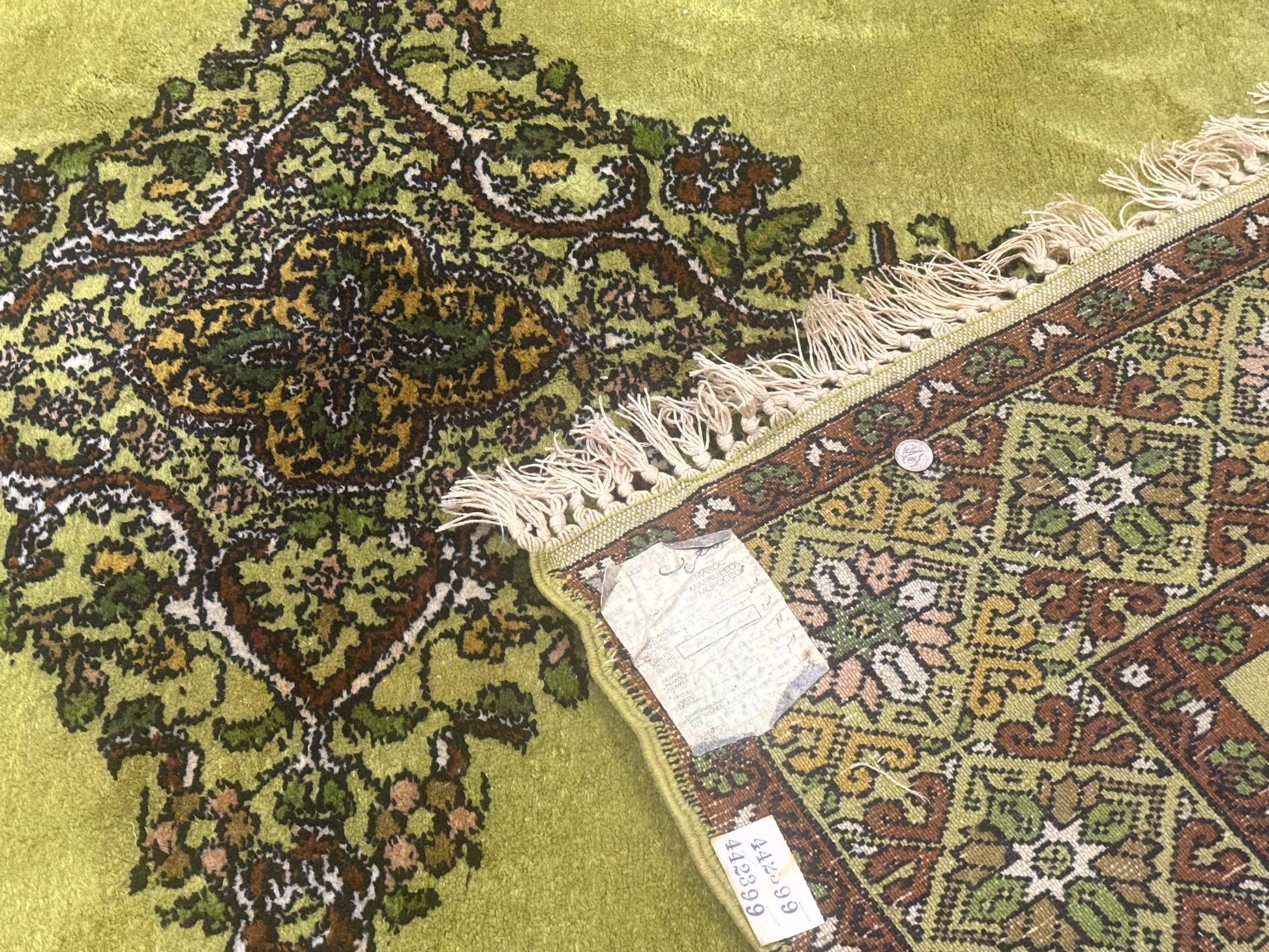 Moroccan Rug 6x8, Semi Open Field, Vintage, Lime Green, Wool Carpet - Nuvé