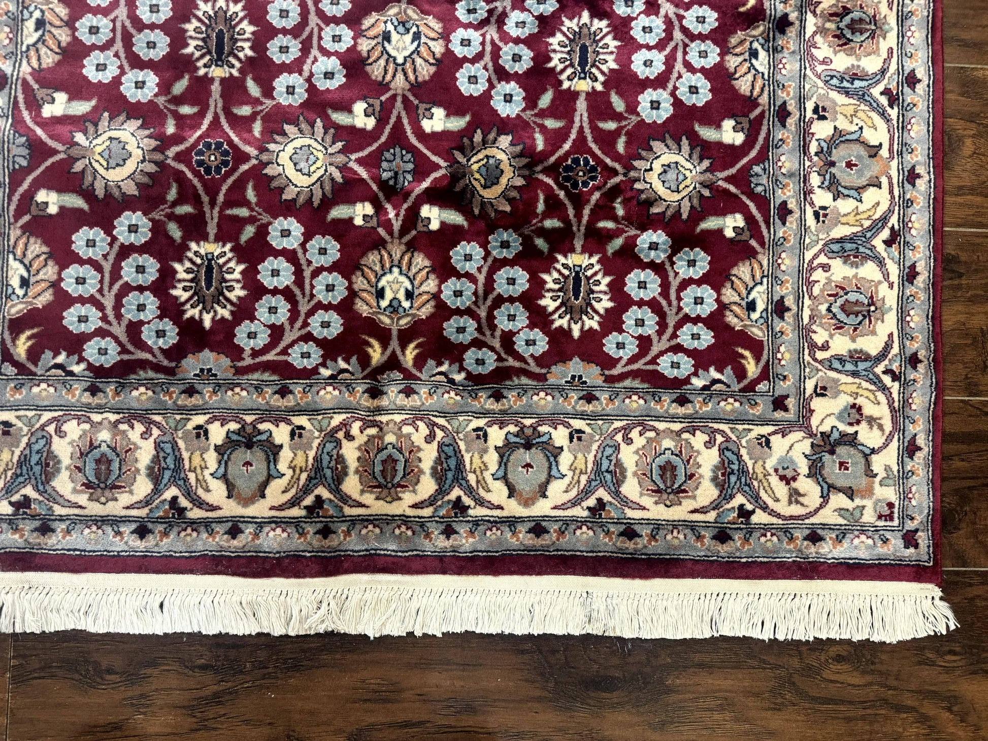 Pak Persian Rug 4x6, Floral Allover, Vintage Wool Carpet, Plum and Ivory - Nuvé