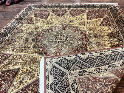 Indo Persian Rug 8x10, Dome Design, 210 KPSI, Handmade Vintage Wool Rug - Nuvé