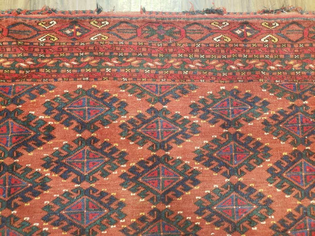 Antique Turkoman Rug 3'4" x 5', Collecticble Yamud Oriental Rug, Seat Pillow Cushion Cover, Tribal Mat, Wool Red Hand-Knotted Mafresh Carpet - Nuvé