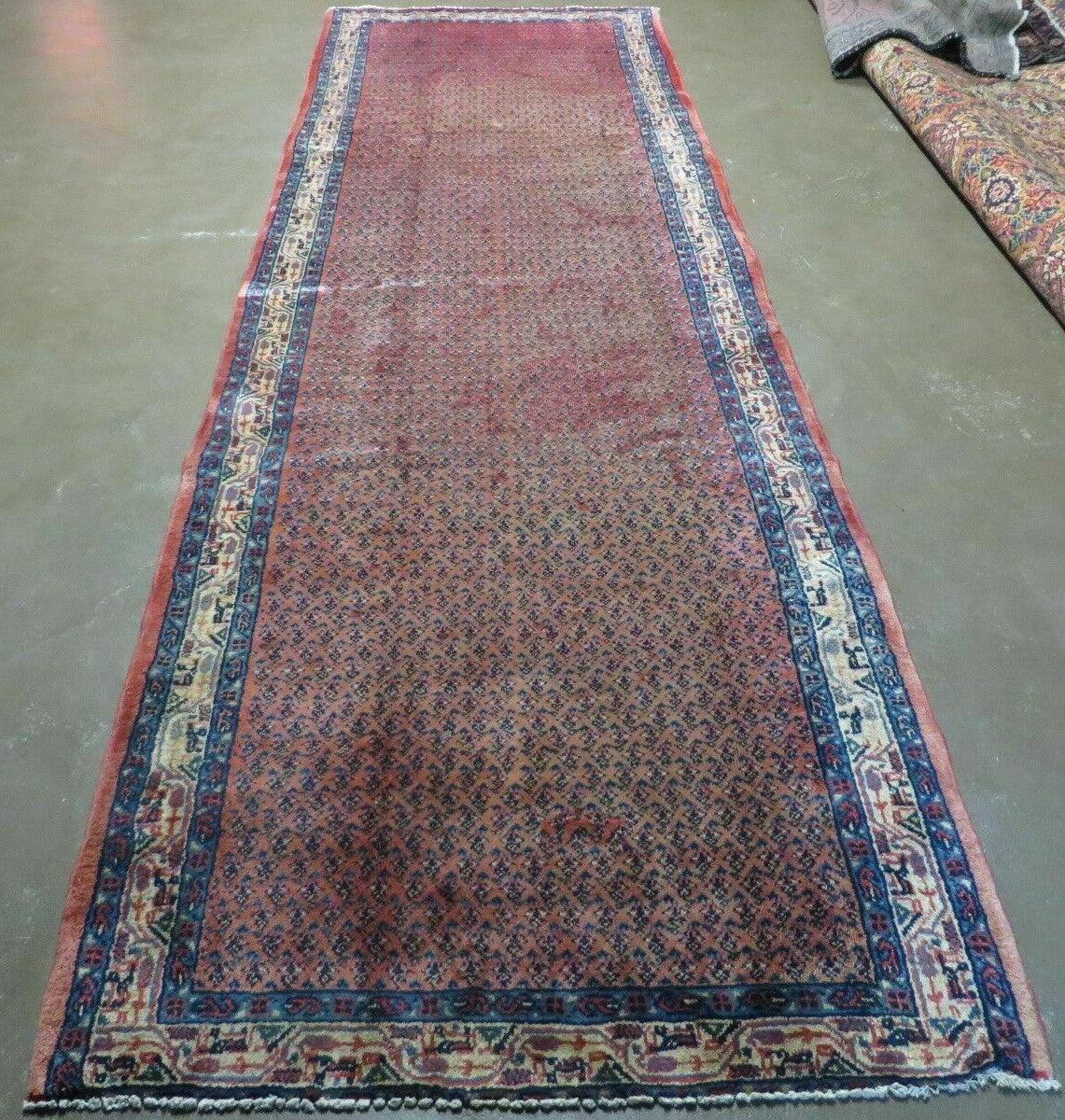 Antique Persian Seraband Runner 3.7 x 11 - Red, Wool, Mir Pattern - Nuvé
