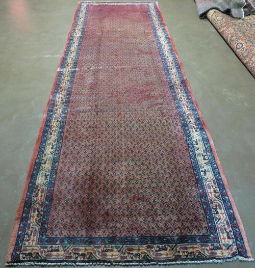 Antique Persian Seraband Runner 3.7 x 11 - Red, Wool, Mir Pattern - Nuvé