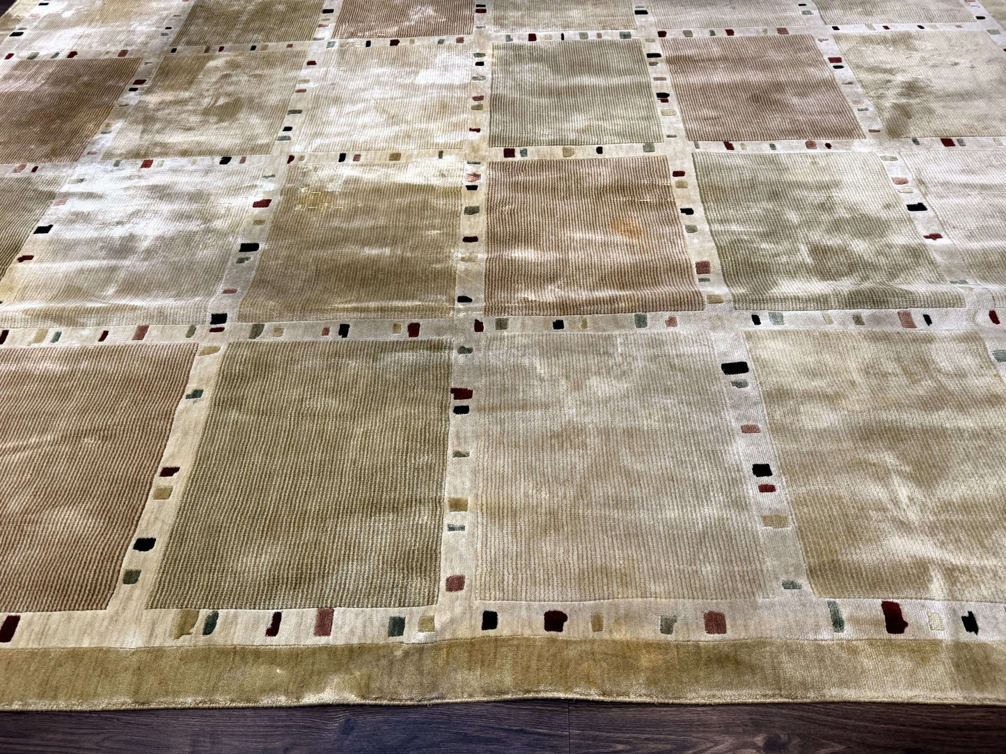 Large Wool Rug 10x13, Panel Design, Modern Contemporary Carpet - Nuvé