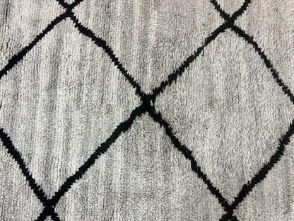 Modern Shag Rug 8x10, Gray and Black, Wool and Cotton, Lulu and Georgia, Handmade Indian Shag Rug - Nuvé