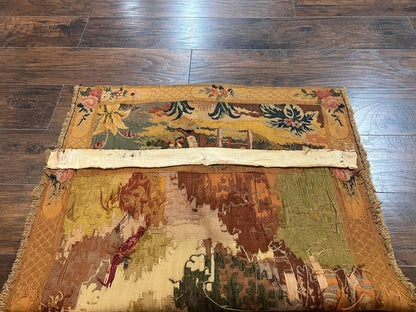 Antique Tapestry 3x4, European French Tapestry, Hand Loomed Victorian Tapestry, Vintage Wool Tapestry 3 x 4 ft - Nuvé