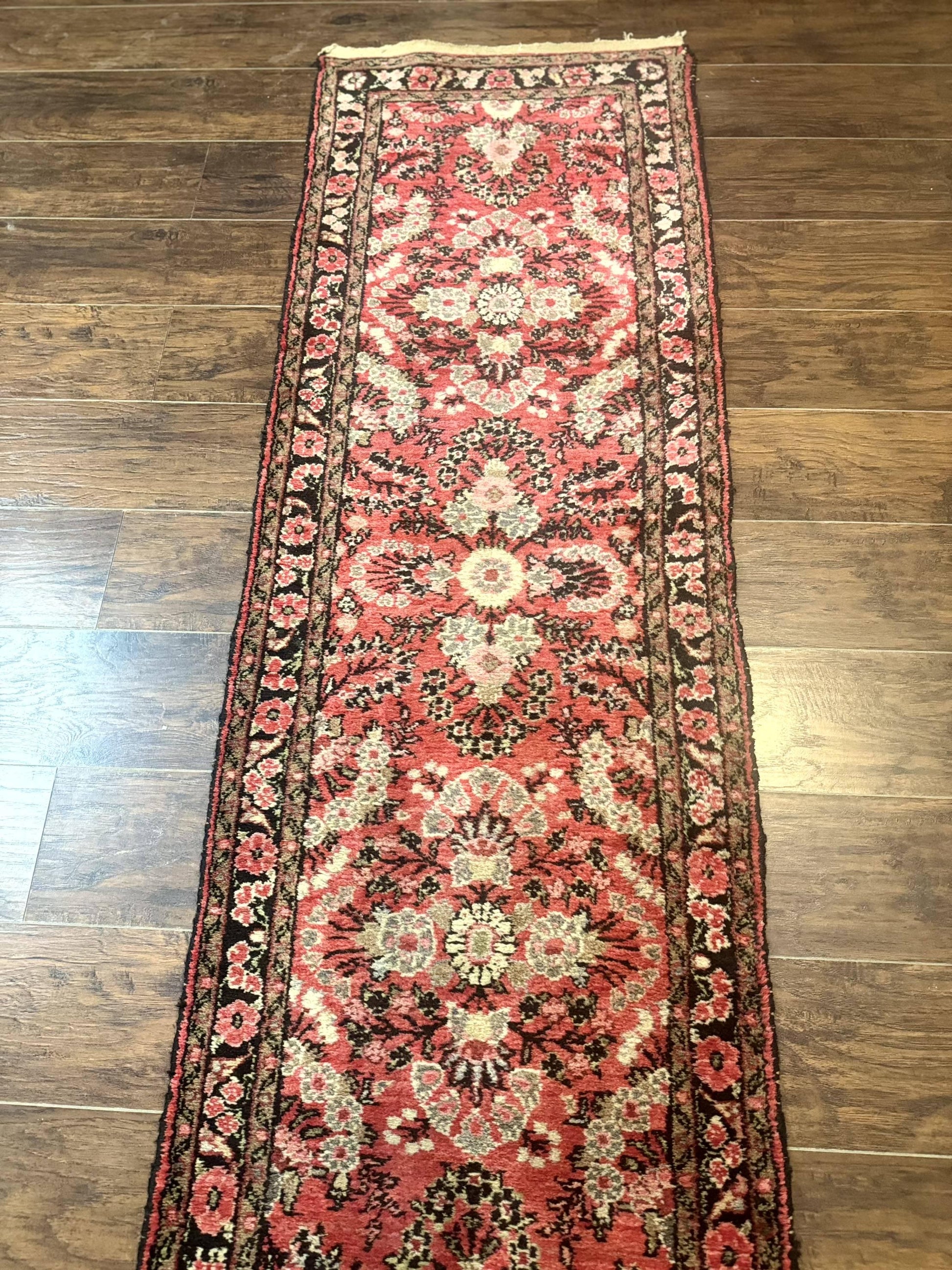 Persian Hamadan Runner Rug 2 x 13.6 – Red Floral Wool Hallway Carpet - Nuvé