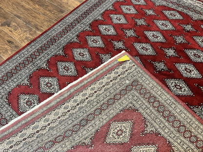 Pakistani Bokhara Rug 6x8, Fine Turkoman Carpet, Wool Handmade Vintage, Red, 6 x 8 Medium Sized Rug, Turkmen Rug - Nuvé