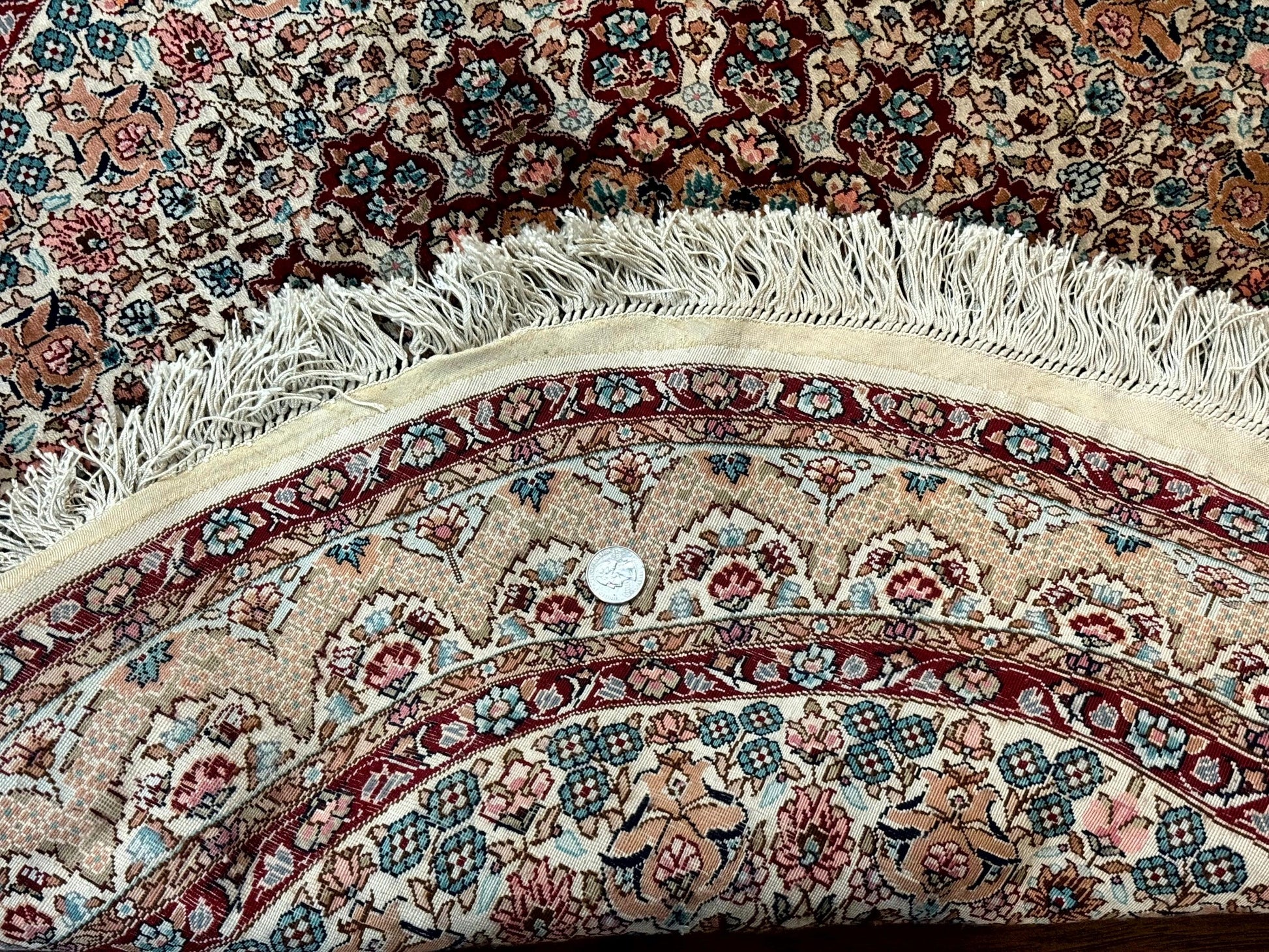 Round Silk Rug 3x3, Extremely Fine 580 KSPI, Sino Persian Round Handmade Carpet, Silk on Silk - Nuvé