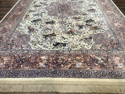8.8 x 12 Karastan Ivory Hunting Rug #751, Vintage Wool Discontinued Original 700 Series, Rare - Nuvé