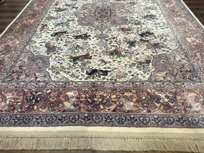 8.8 x 12 Karastan Ivory Hunting Rug #751, Vintage Wool Discontinued Original 700 Series, Rare