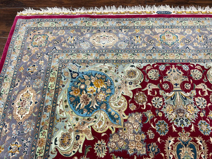 Stunning Persian Tabriz Rug 5x7, Signed by Masterweaver, Maroon, Floral Medallion, Ultra Fine 70 Raj 625 KPSI, Kork Wool Silk Foundation, Handmade - Nuvé