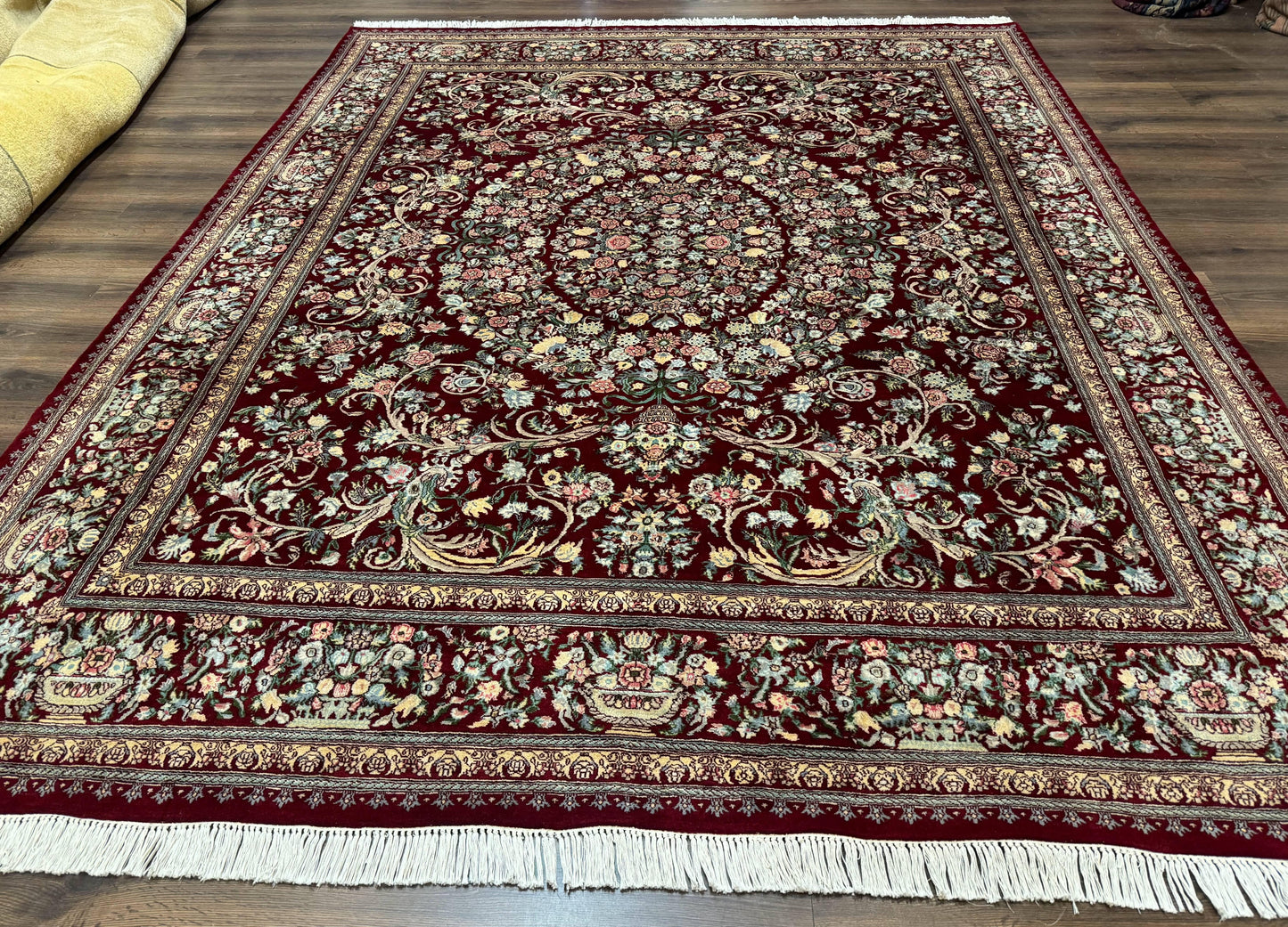 Burgundy Persian Rug 8x10, Pak Persian Floral Carpet, Very Fine 300 KPSI - Nuvé