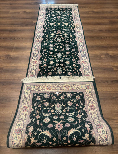 Pak Persian Runner Rug 2.6 x 10, Dark Green and Beige, Floral Allover - Nuvé